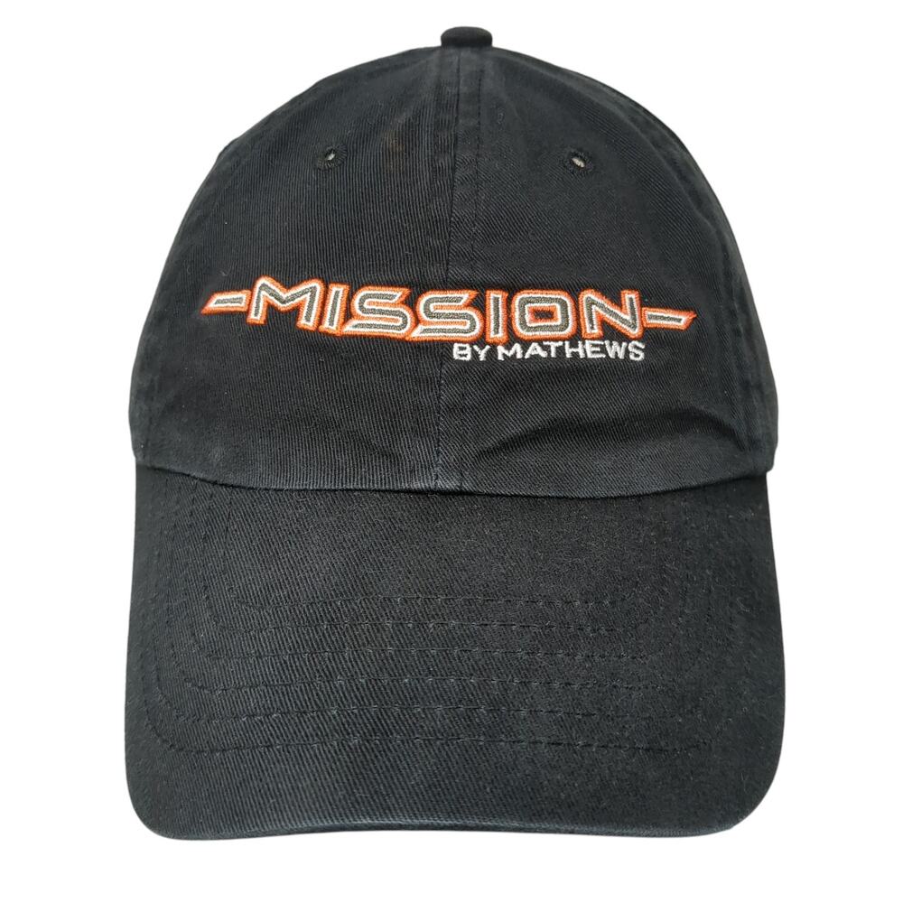 Mission By Mathews Strapback Baseball Cap Black One Size Adjustable Embroidered